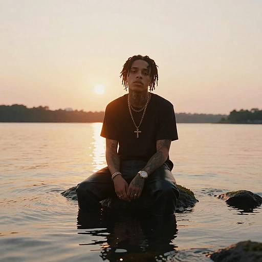 XXXTentacion by Lake at Sunset