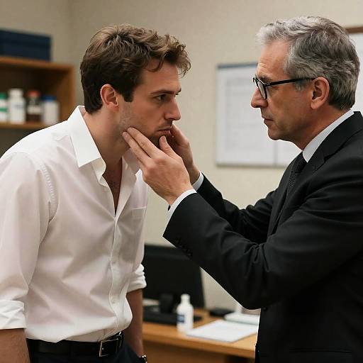 Intense Office Encounter Between Two Men