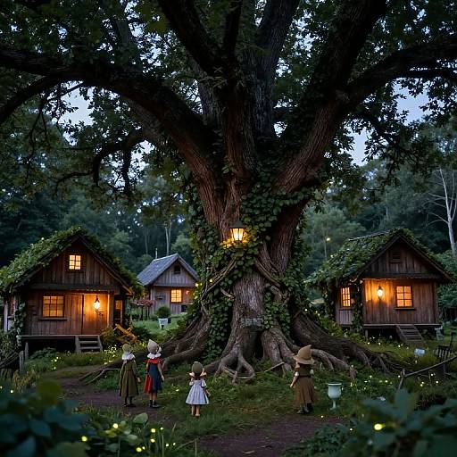 Elfin Village Among Ancient Trees