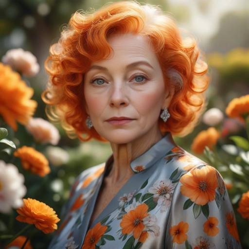 Vibrant Elderly Woman in Blooming Garden