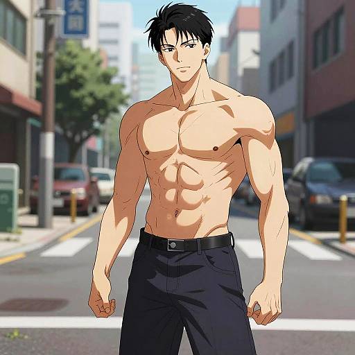 Athletic Itadori in Urban Anime Style