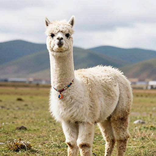 Fluffy Alpaca in Andean Meadow