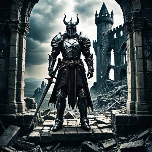 Dark Knight in Horned Helmet Armor