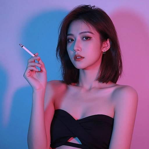 Vibrant Neon Portrait of a Woman