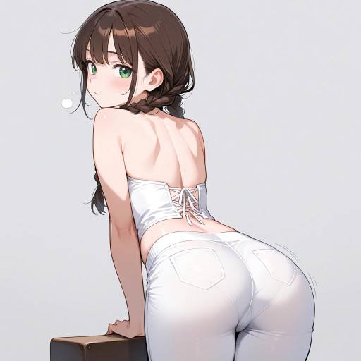 Young Woman Cowboy Shot in White Outfit Young Woman Cowboy Shot in White Outfit