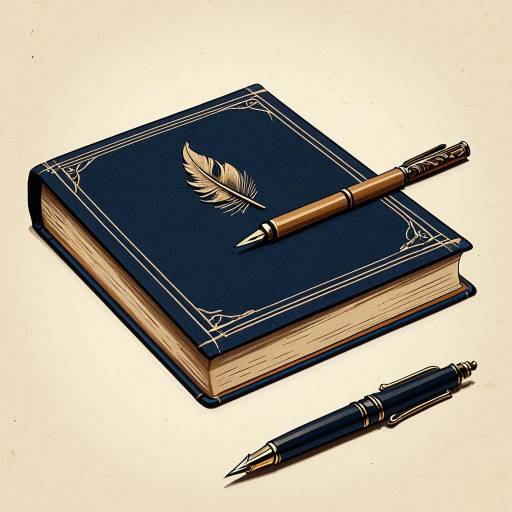 Illustration of Old Book and Fountain Pens