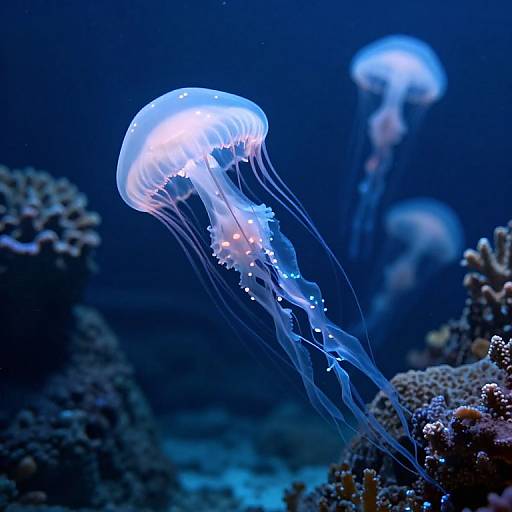 Bioluminescent Jellyfish Underwater Scene