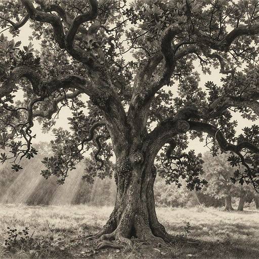 Hyperrealistic Ancient Oak Pencil Drawing