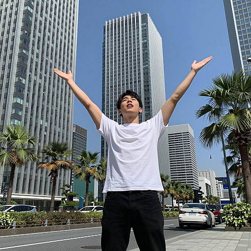 Solo Male in Tokyo Cityscape