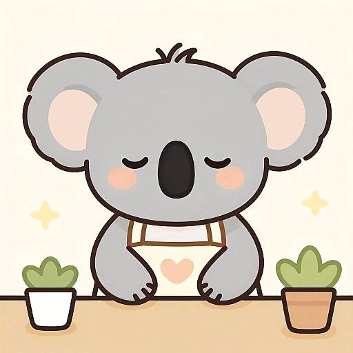Chibi Bashful Koala Florist Illustration