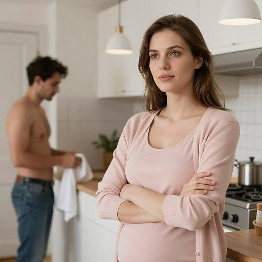 Pregnant Woman Standing in Kitchen