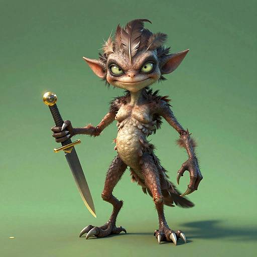 Tiny Feathered Imp with Dagger