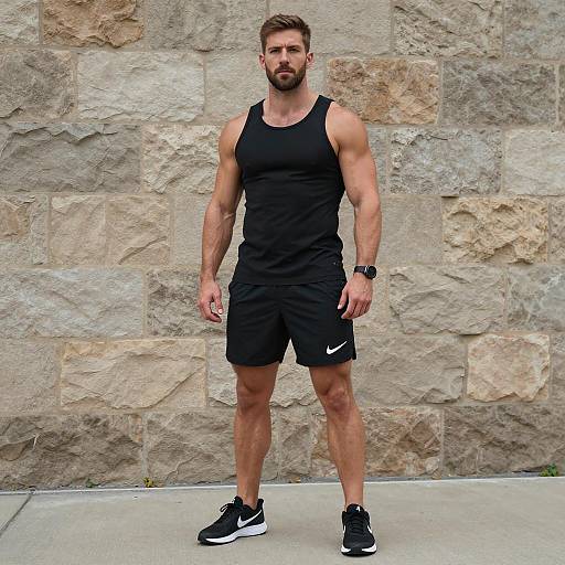 Muscular Male Athlete in Black Nike Sportswear