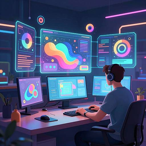 Futuristic Digital Artist Workspace