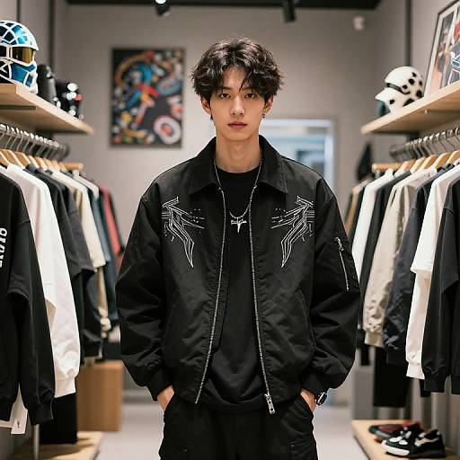 Stylish Cyberpunk Shop Clerk