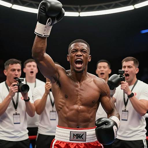 Celebrating Victory: Intense Boxer Moment