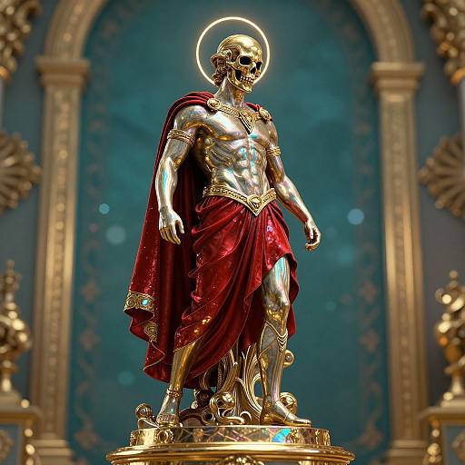 Greek Sculpture Hero with Skull Mask