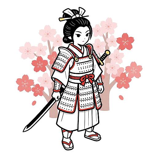 Isometric Samurai Woman Portrait