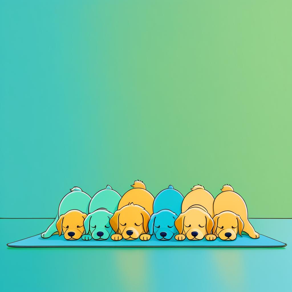 Cartoon Trio of Yoga Golden Retrievers