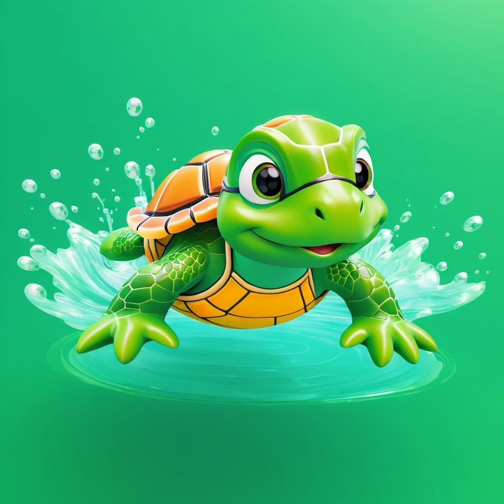 Swimming Turtle Character Animation Scene