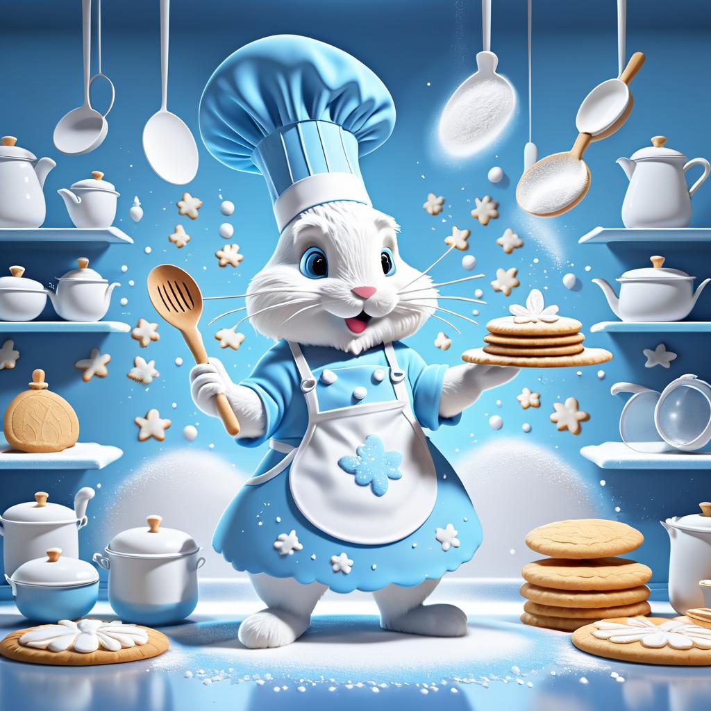 Whimsical Bunny Chef Baking Cookies