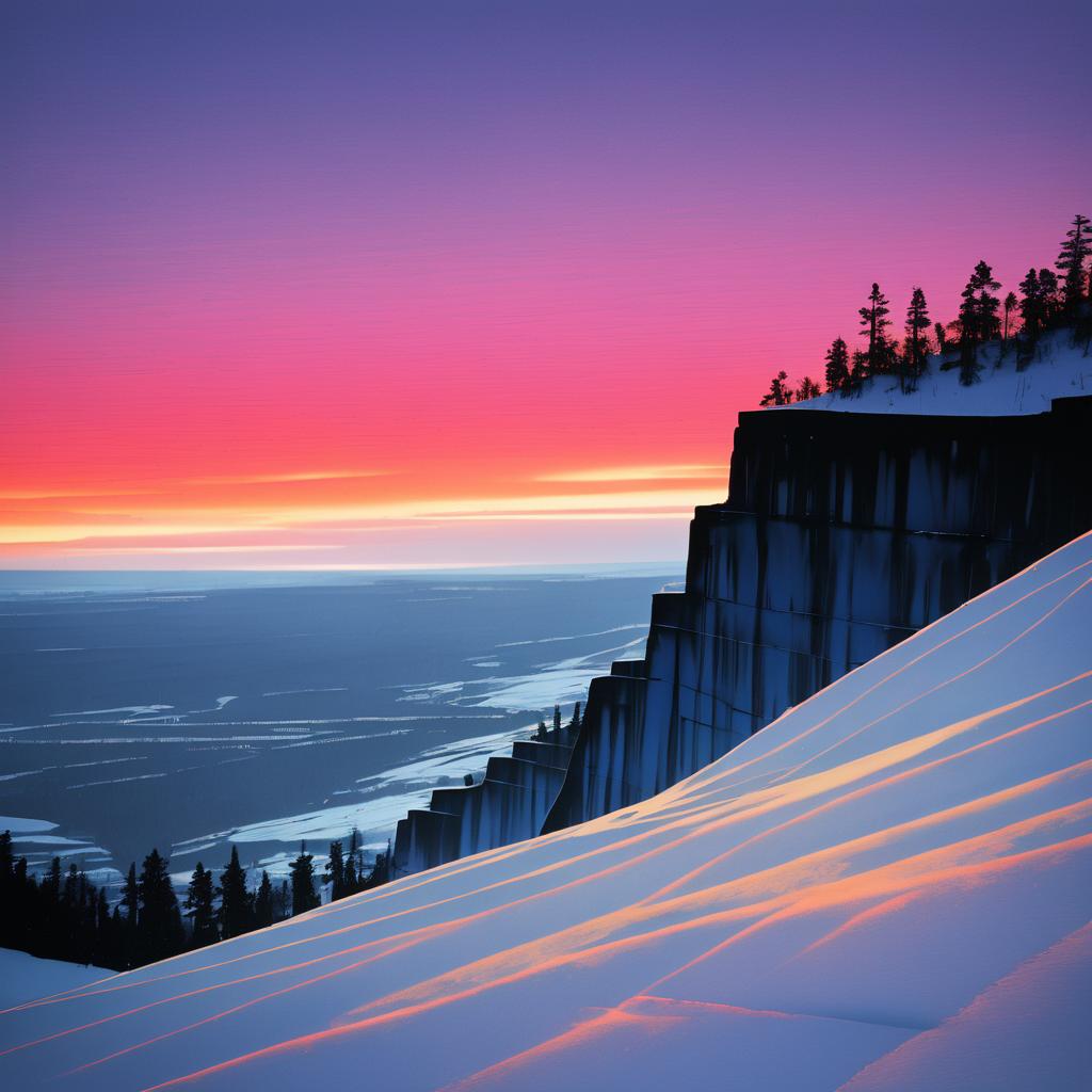 Ethereal Sunset Over Subzero Cliffs