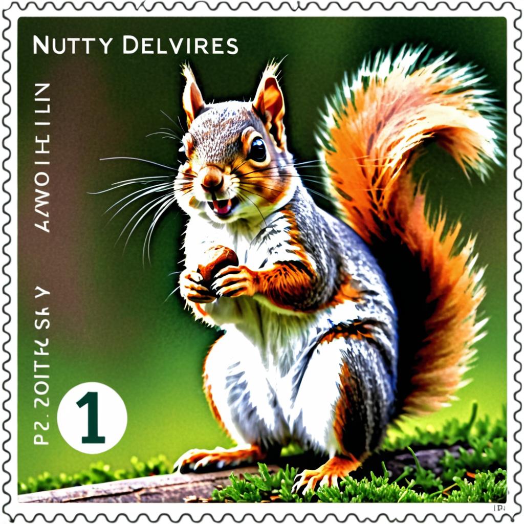 Nutty Squirrel Postage Stamp Design