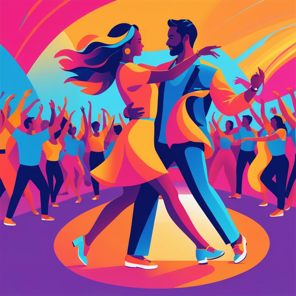 Minimalist Festival Dance Couple Illustration