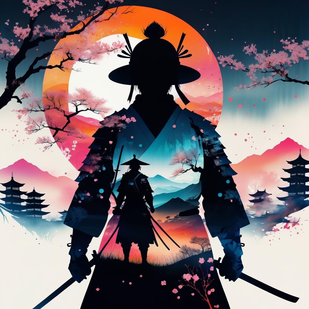 Cinematic Samurai: A Double Exposure Dream