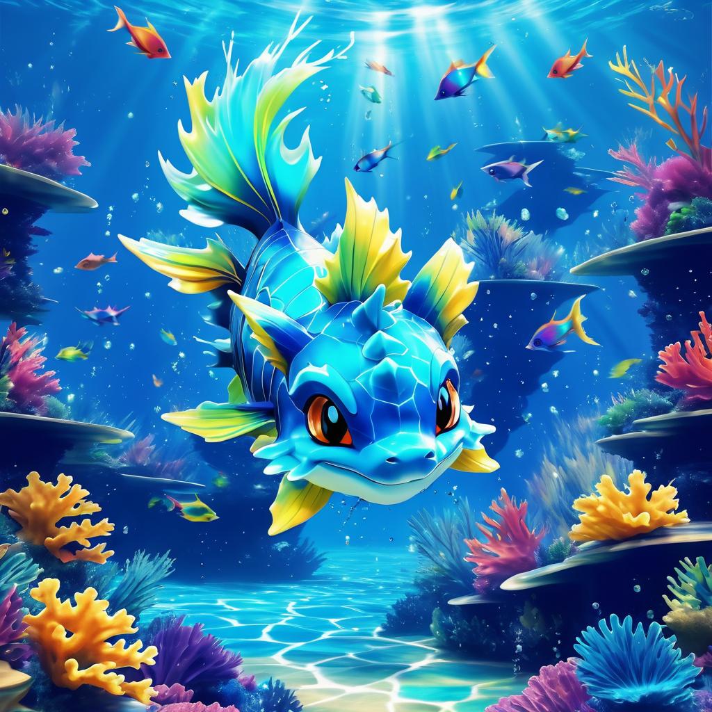 Vaporeon in a Vibrant Tropical Lagoon