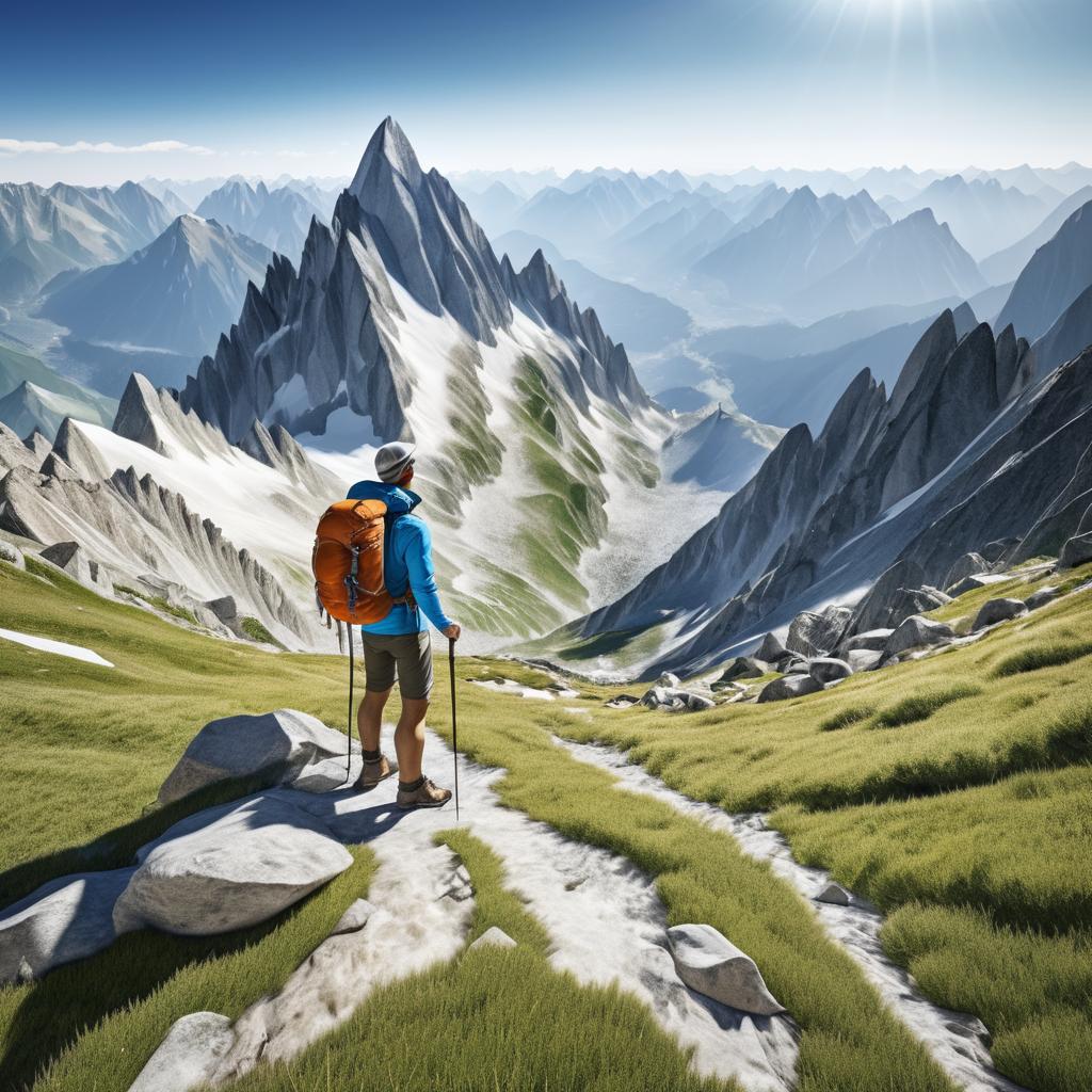 Stunning Hiker in Alpine Panorama