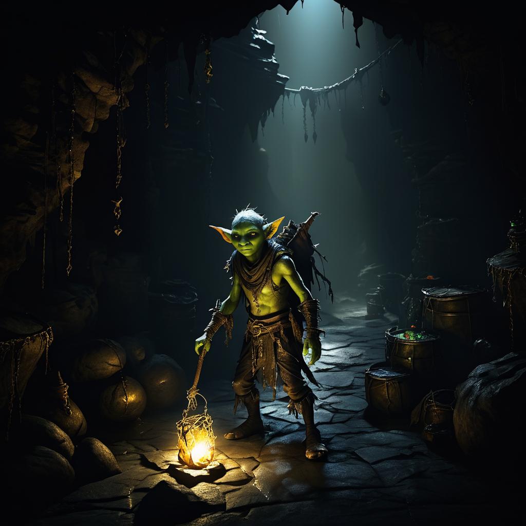 Emotive Goblin in a Treasure Cavern