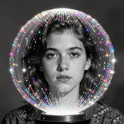 Glowing Orb Transforming B&W Photos