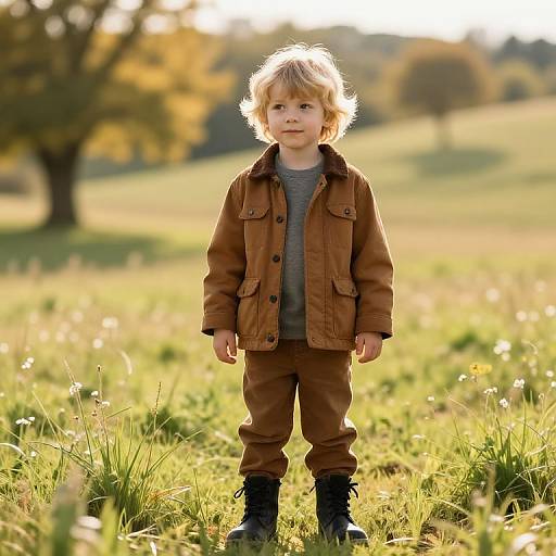 Young Boy in Sunny Meadow