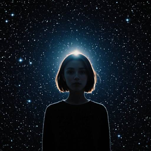 Silhouette of Woman with Starry Background