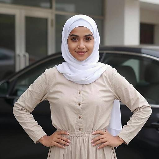 Confident Woman in White Hijab