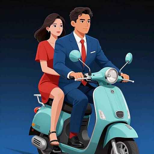 Stylish Couple on a Scooter Ride
