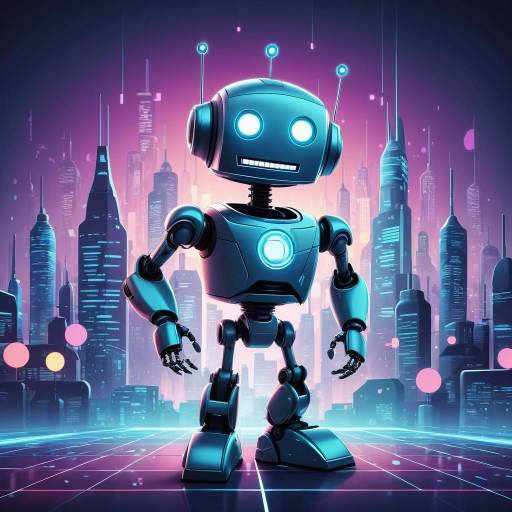 Cheerful Dancing Robot in Futuristic City