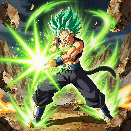 Dragon Ball Z Green Hair Energy Blast