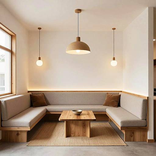 Retro Japandi Lounge with Geometric Lines