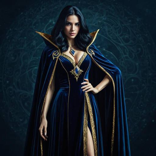 Mystical Midnight Sorceress in Velvet Cloak