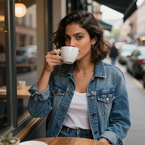 Café Scene: Confident Woman Portrait