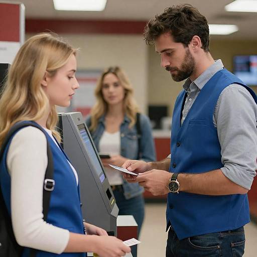 Man and Woman at Movie Theater Ticket Counter