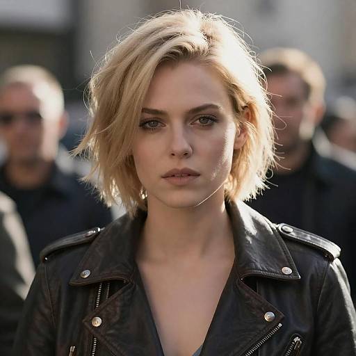 Sunlit Blonde in Leather Jacket