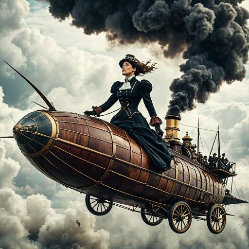 Steampunk Aviator on Victorian Airship