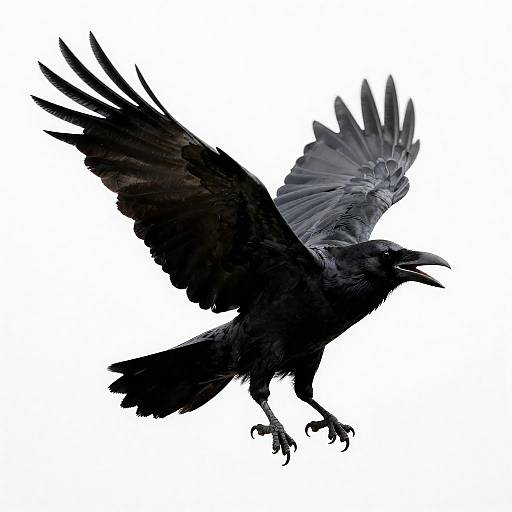 Dynamic Black Raven in Flight