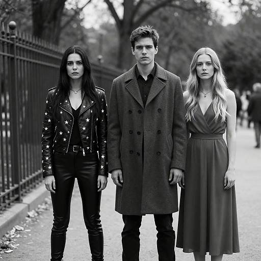 Intense Trio in a Park Scene