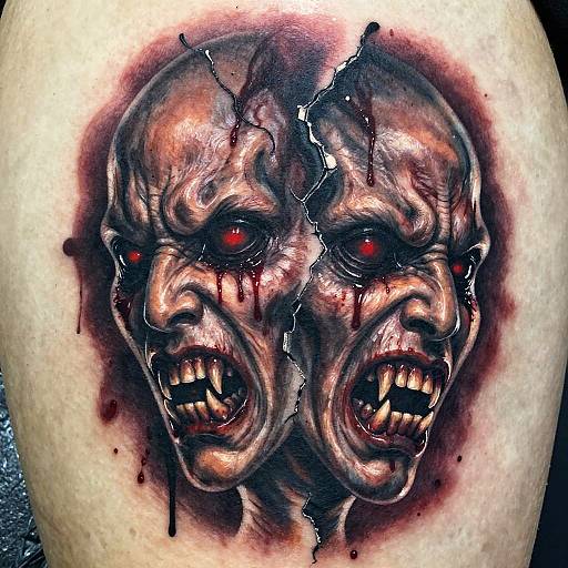Realistic Horror Monster Face Tattoos