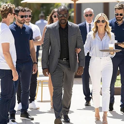 Sunlit Outdoor Gathering with Diverse Attendees