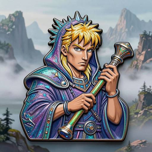 Epic Warrior Wizard Line Art Trinket